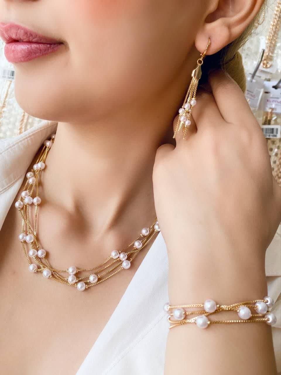 سرویس مرواریدی YSX رنگ ثابت شبیه طلا